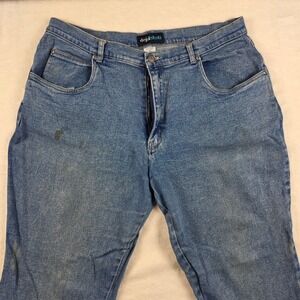 Deja Bleu Vintage Straight Leg Jeans Womens 18 Fair Stained Medium Wash Mid Rise